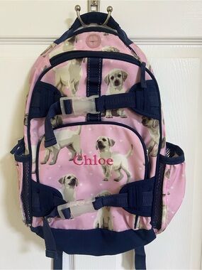 Pottery Barn Kids Pink Backpack with Navy Trim